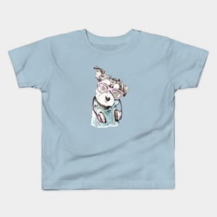 Hipster Schnauzer Pup Kids T-Shirt